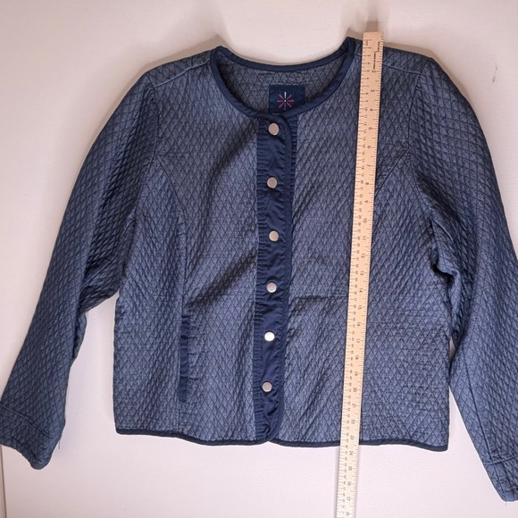Isaac Mizrahi Live Quilted Snap Front Jacket Medium Blue Comfy Fall Layering - Picture 9 of 10